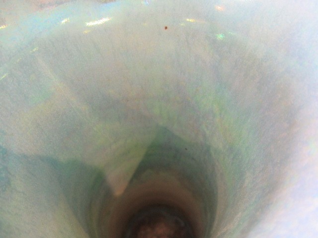 A RUSKIN POTTERY TURQUOISE LUSTRE GLAZED LILY VASE, 1930, of waisted cylindrical form, impressed Image