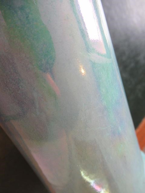 A RUSKIN POTTERY TURQUOISE LUSTRE GLAZED LILY VASE, 1930, of waisted cylindrical form, impressed Image