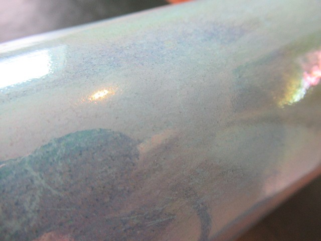 A RUSKIN POTTERY TURQUOISE LUSTRE GLAZED LILY VASE, 1930, of waisted cylindrical form, impressed Image