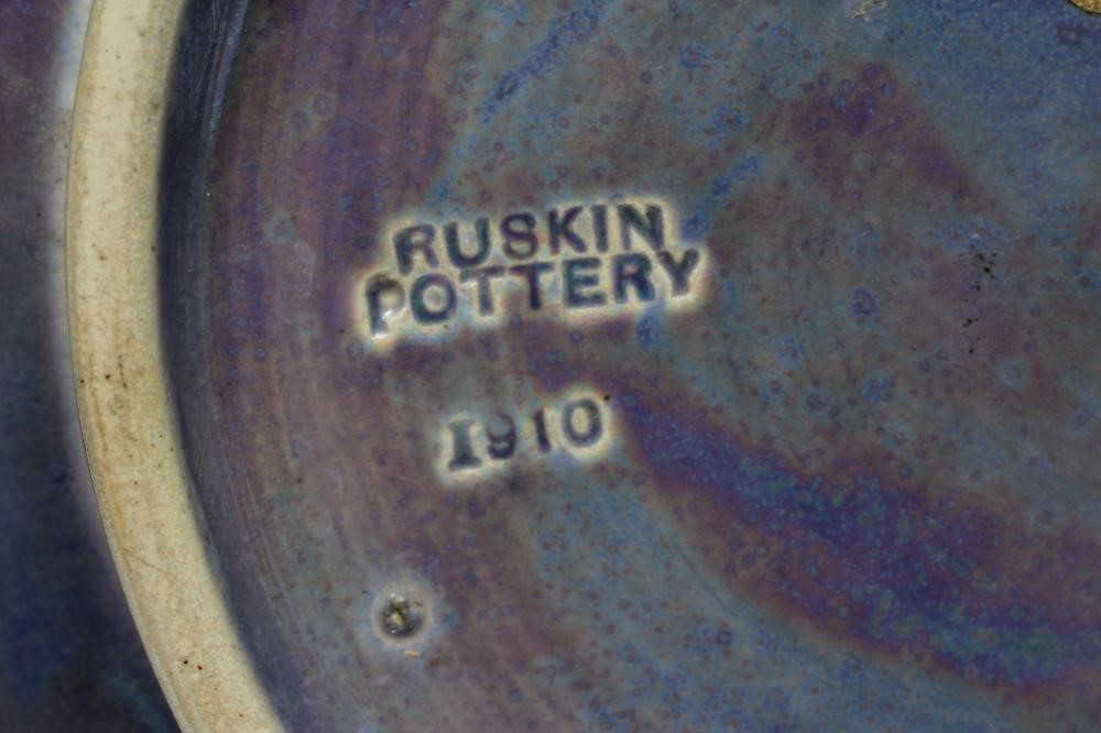 A RUSKIN POTTERY LILAC LUSTRE GLAZED BOTTLE VASE, 1910, impressed mark and date, 11" high (Est. plus Image