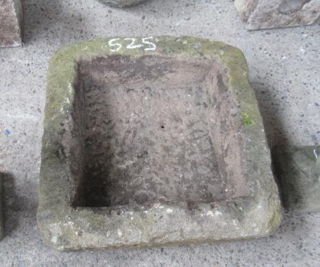 A SANDSTONE TROUGH of square rough hewn form, 24" x 10 1/2" Image