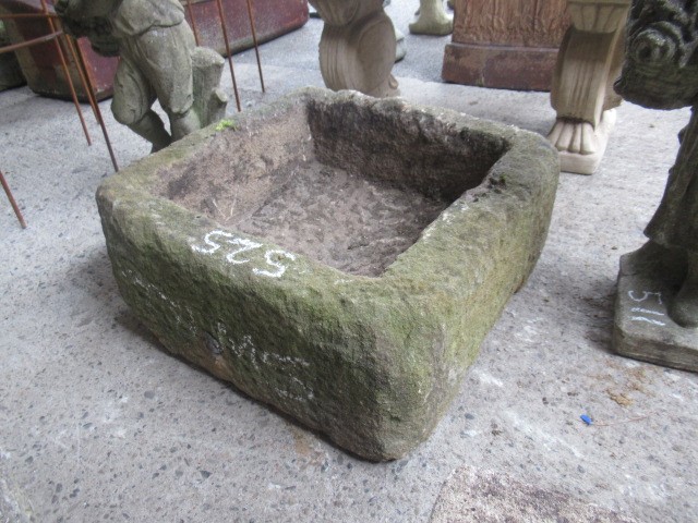 A SANDSTONE TROUGH of square rough hewn form, 24" x 10 1/2" Image