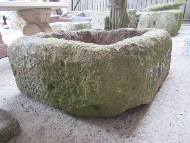 A SANDSTONE TROUGH of square rough hewn form, 24" x 10 1/2" Image