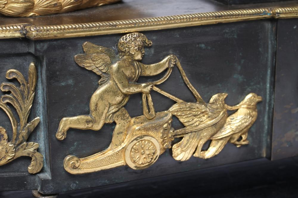 A FRENCH GILT AND PATINATED BRONZE MANTEL CLOCK BY BREGUET Image