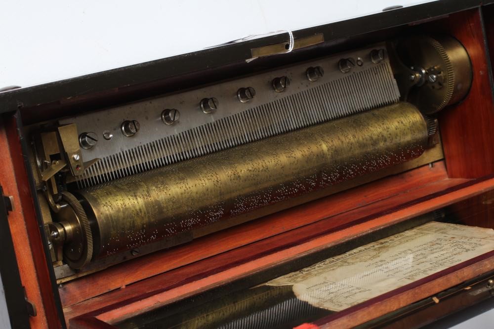 A VICTORIAN MUSICAL BOX playing six airs as detailed on the tune sheet Image