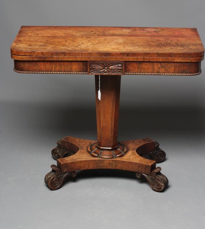 A REGENCY ROSEWOOD FOLDING CARD TABLE Image