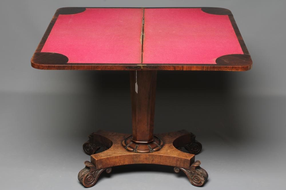 A REGENCY ROSEWOOD FOLDING CARD TABLE Image