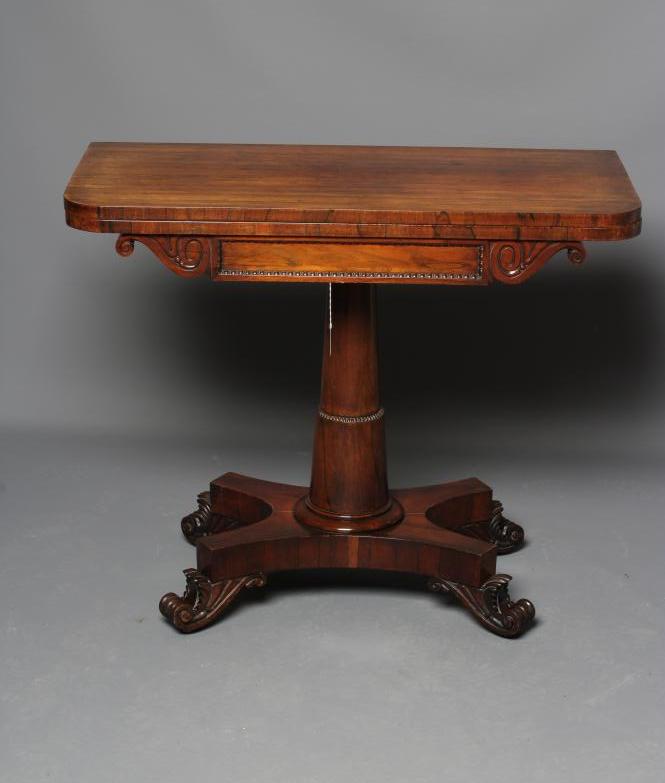 A REGENCY ROSEWOOD FOLDING CARD TABLE Image