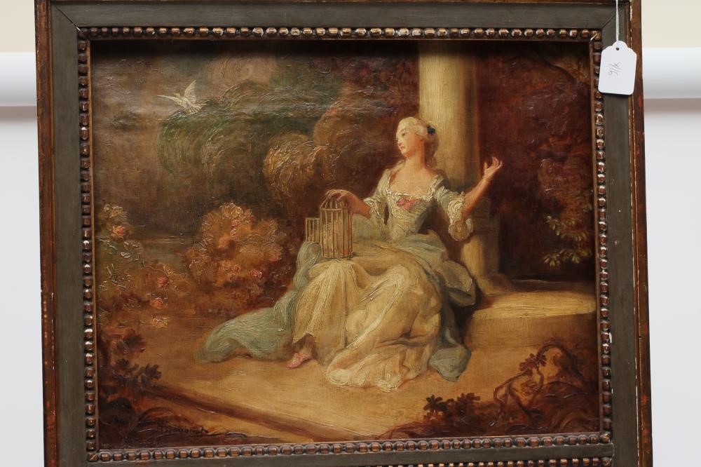 A FRENCH PAINTED AND PARCEL GILT PIER GLASS Image