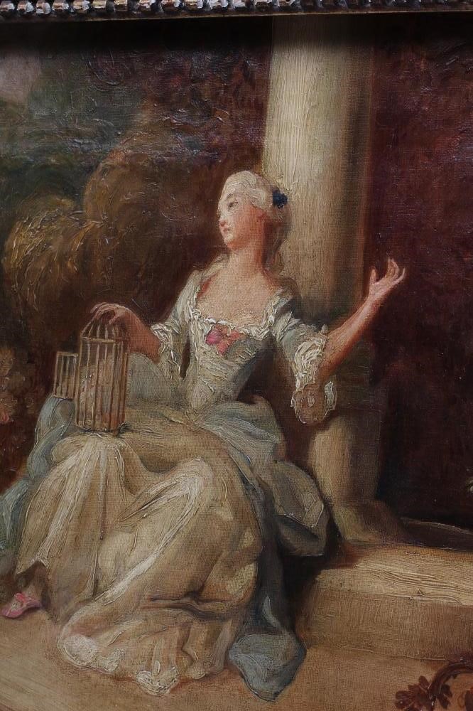 A FRENCH PAINTED AND PARCEL GILT PIER GLASS Image