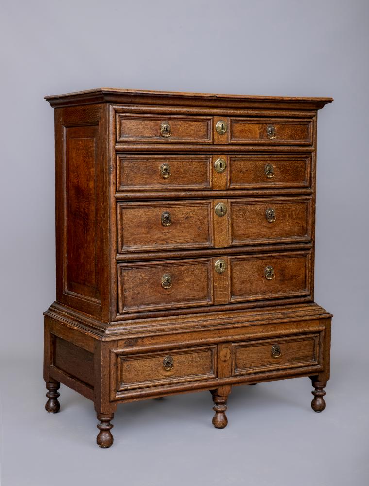 A JOINED OAK CHEST ON STAND Image