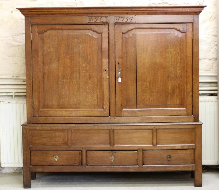 A JOINED OAK CLOTHES PRESS Image