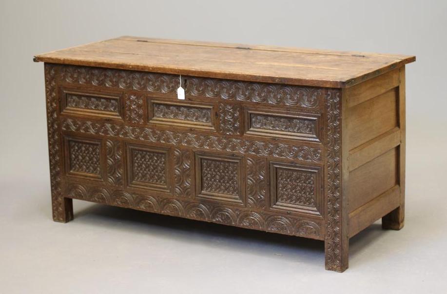 A JOINED OAK CHEST Image