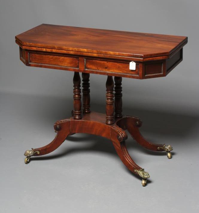 A REGENCY MAHOGANY FOLDING CARD TABLE Image