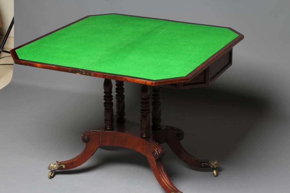 A REGENCY MAHOGANY FOLDING CARD TABLE Image