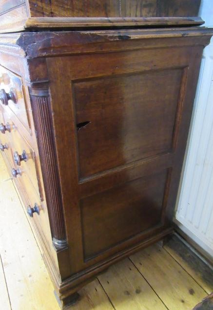 A LARGE GEORGIAN OAK AND MAHOGANY BANDED HOUSEKEEPERS CUPBOARD Image