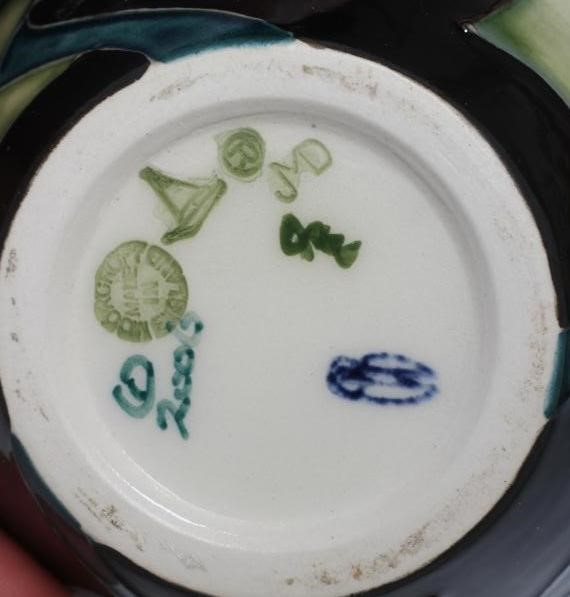 A MOORCROFT POTTERY SEA HOLLY PATTERN JAR AND COVER, 2014, designed by Emma Bossons, impressed Image