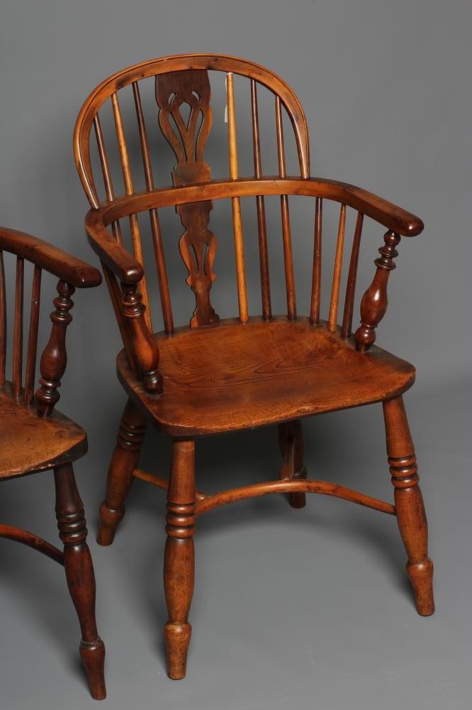 A MATCHED PAIR OF YEW AND ELM WINDSOR ARMCHAIRS Image