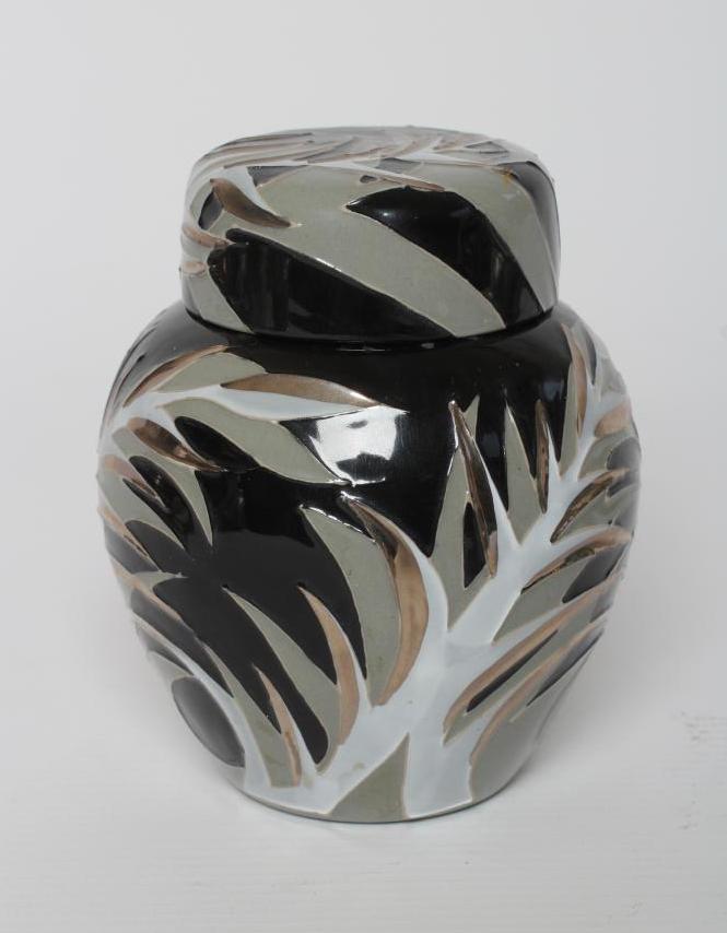A MOORCROFT POTTERY NEW ZEALAND PATTERN JAR AND COVER, 2014, designed by Vicky Lovatt, impressed and Image