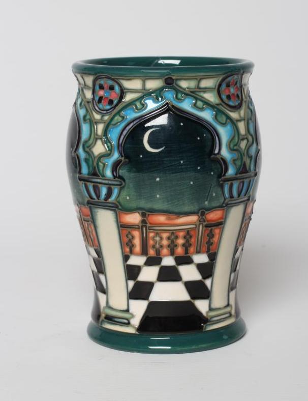 A MOORCROFT POTTERY JUMEIRAH PATTERN VASE, 2000, of inverted baluster form designed by Beverley Image