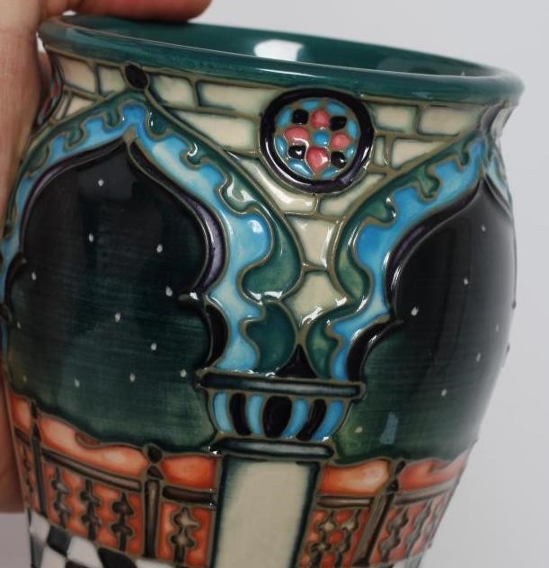 A MOORCROFT POTTERY JUMEIRAH PATTERN VASE, 2000, of inverted baluster form designed by Beverley Image
