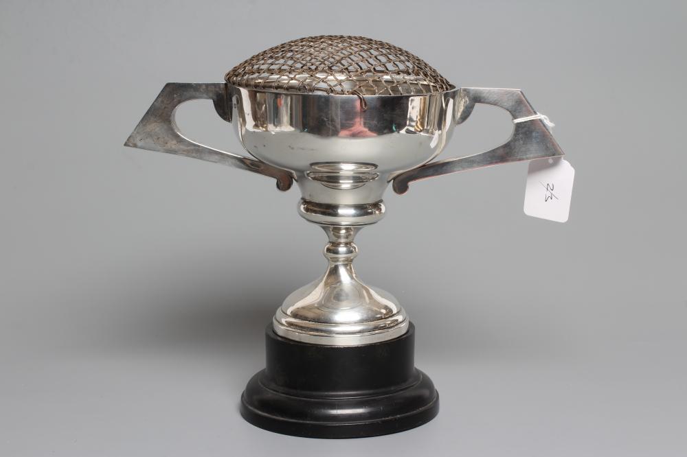 AN ART DECO SILVER TWO HANDLED TROPHY CUP Image