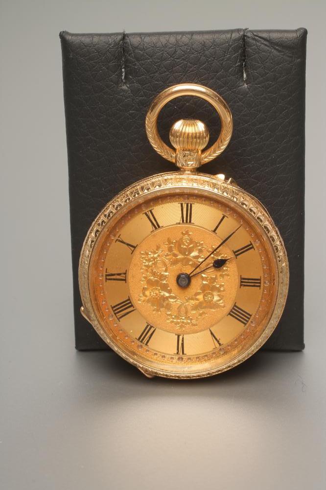 A LATE VICTORIAN 18CT GOLD TOP WIND FOB WATCH Image