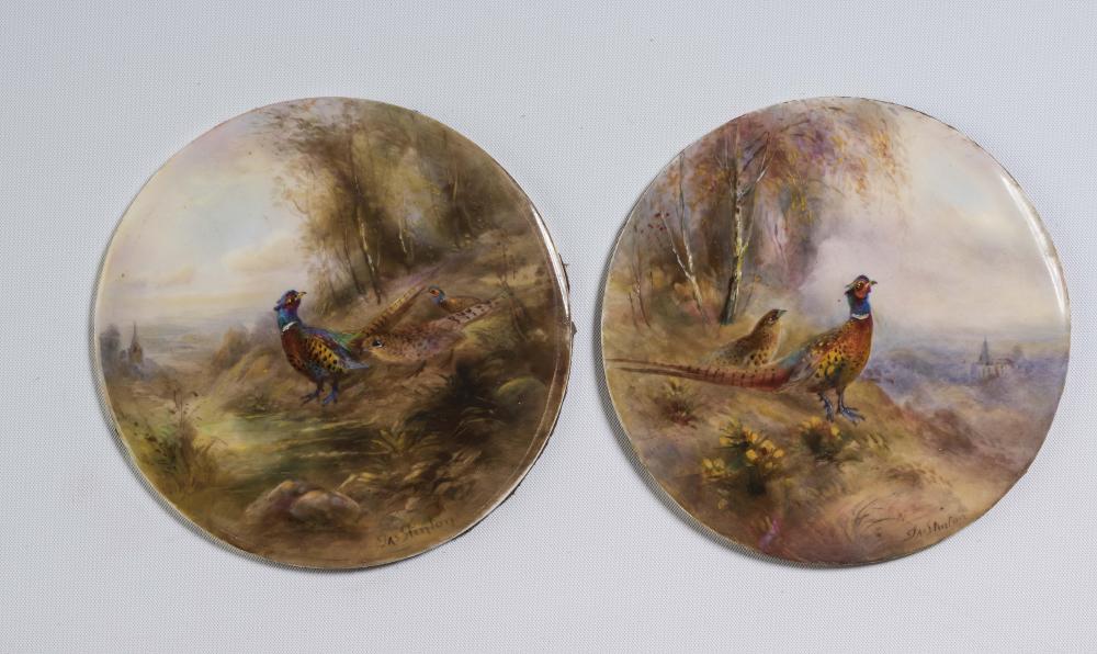 A PAIR OF ROYAL WORCESTER CHINA ROUNDELS Image
