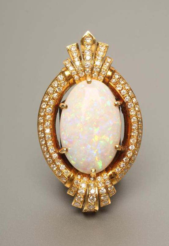AN OPAL AND DIAMOND PENDANT Image