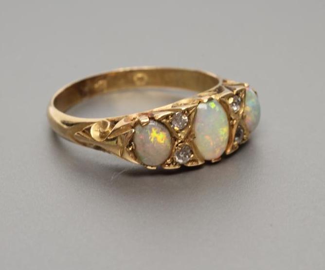 A VICTORIAN OPAL AND DIAMOND RING Image