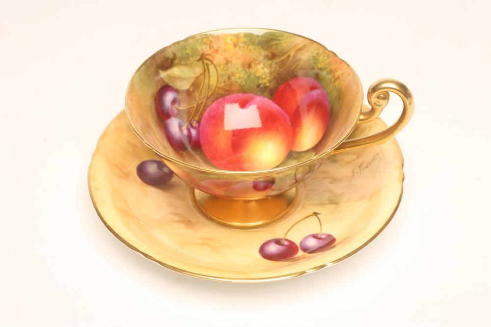 A ROYAL WORCESTER CHINA CABINET CUP AND SAUCER Image