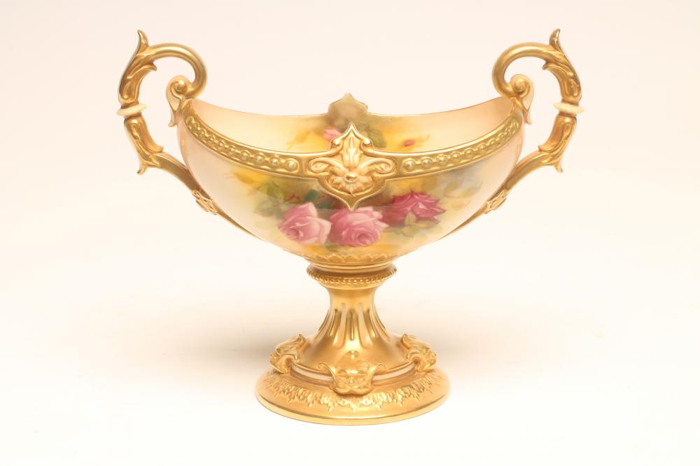 A ROYAL WORCESTER CHINA PEDESTAL BOWL Image