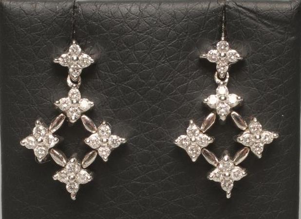 A PAIR OF DIAMOND DROP EAR STUDS Image