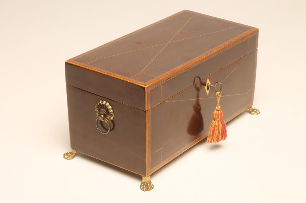 A MAHOGANY TEA CADDY Image