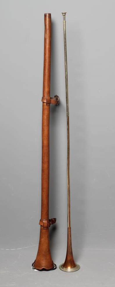 A COPPER AND SILVER PLATED POST HORN by Kohler & Son Image