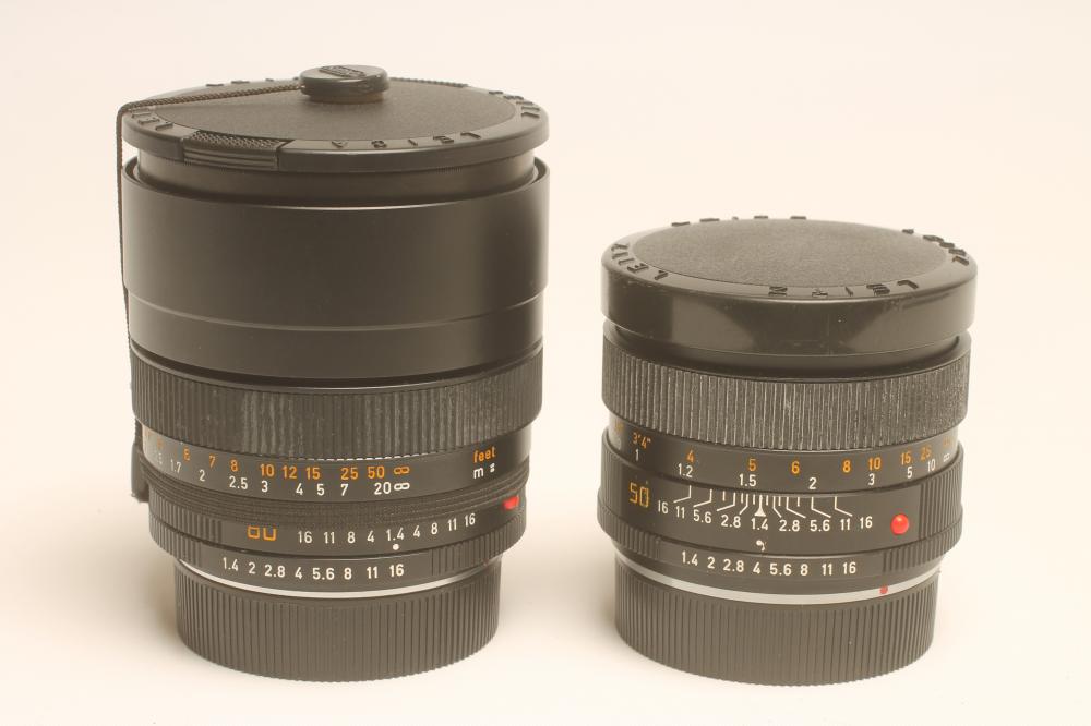 A LEITZ WETZLAR SUMMILUX-R 1:1.4/80 lens with B+W filter and a Leitz Wetzlar Summilux-R 1:1.4/50 Image