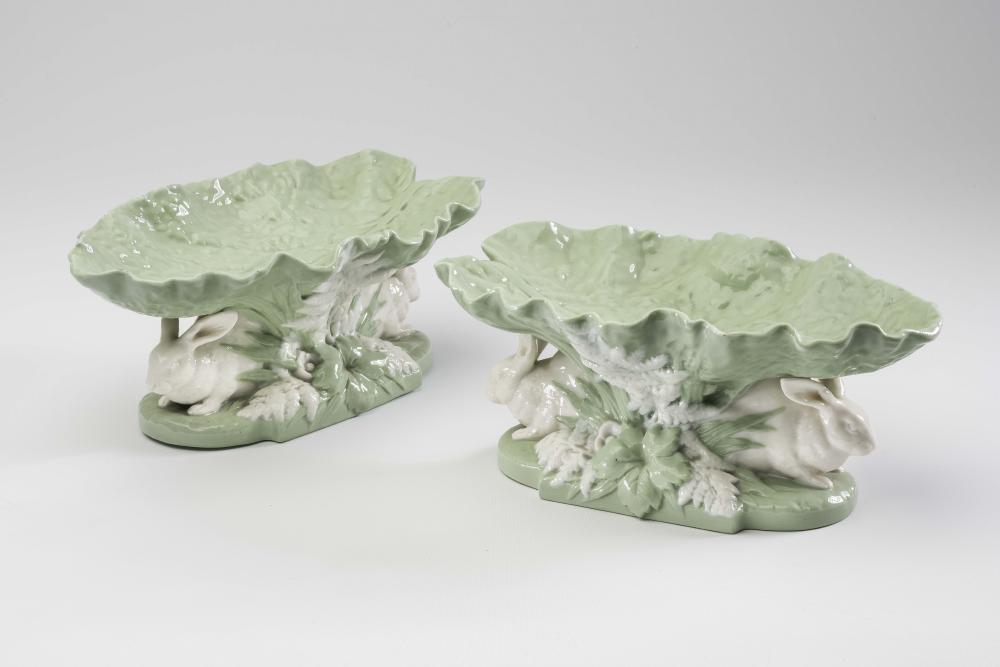 A PAIR OF MINTON GLAZED PARIAN DESSERT DISHES Image
