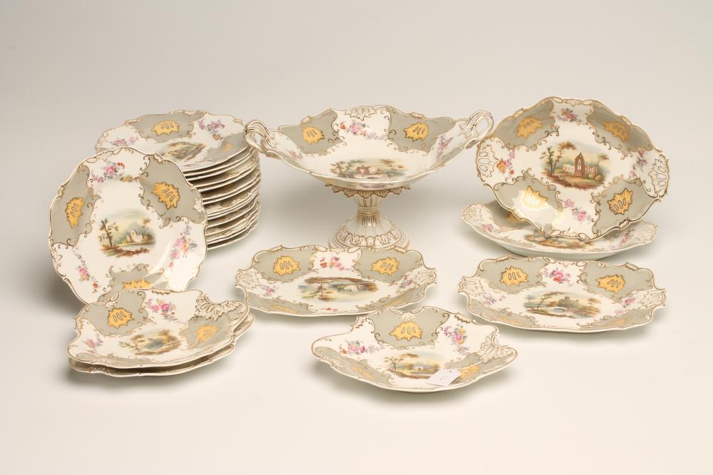 A VICTORIAN STAFFORDSHIRE PORCELAIN DESSERT SERVICE Image