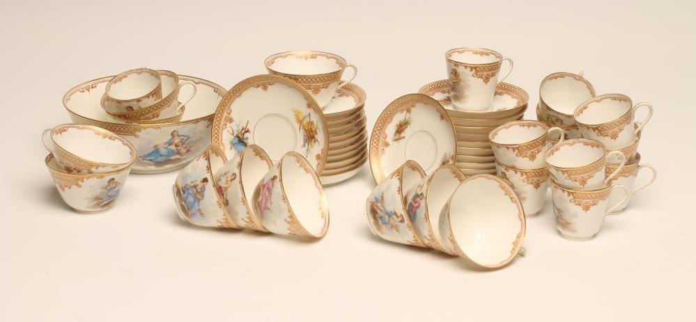 A PARIS LEROSEY FINE PORCELAIN PART TEA AND COFFEE SERVICE Image