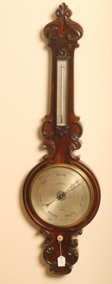 A ROSEWOOD CASED WHEEL BAROMETER by L. Casella Image