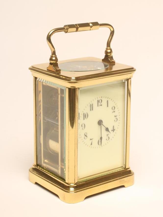 A FRENCH BRASS CASED CARRIAGE CLOCK Image