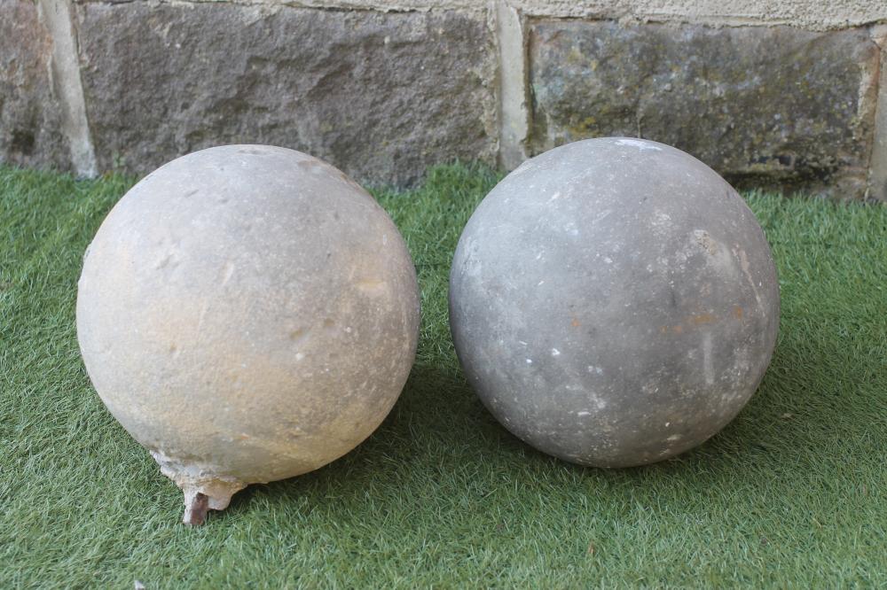 A PAIR OF SANDSTONE BALL FINIALS Image