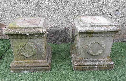 A PAIR OF COMPOSITION STONE PEDESTALS of square form Image