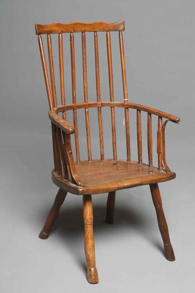 A CHILD'S ASH AND ELM STICKBACK WINDSOR ARMCHAIR Image