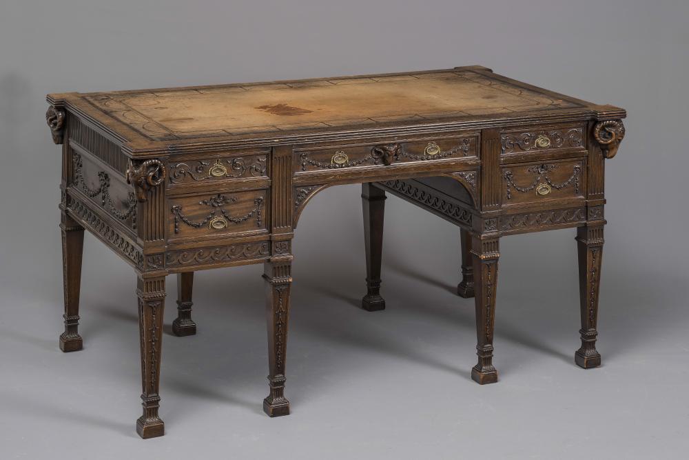 A MAHOGANY WRITING DESK in the Adams style Image