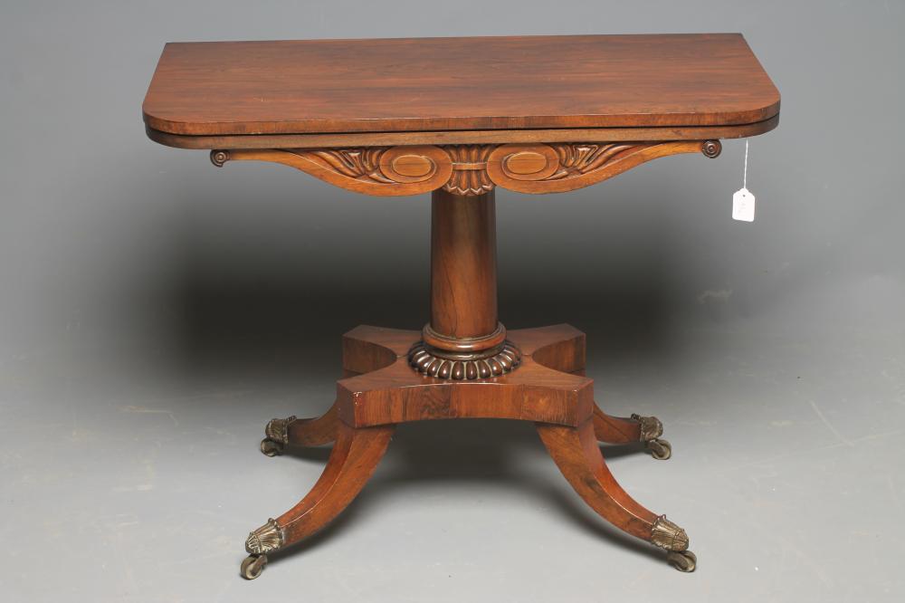 A REGENCY ROSEWOOD FOLDING CARD TABLE Image