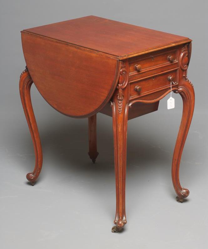 A MAHOGANY SEWING TABLE Image