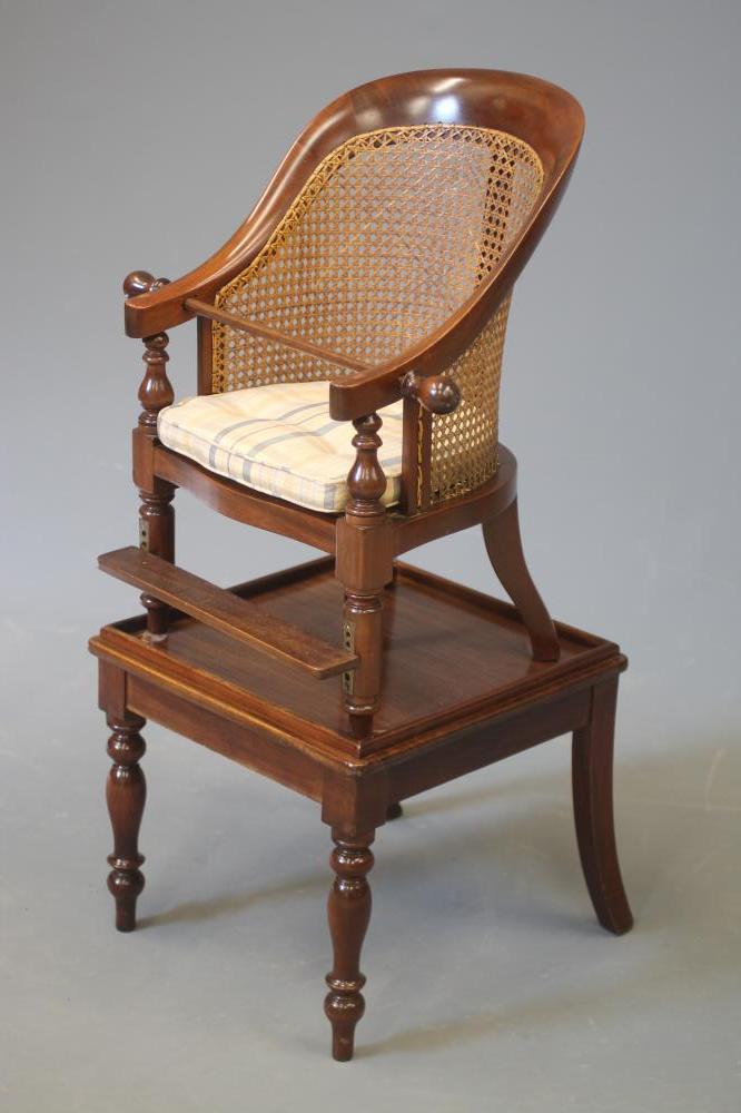 A WILLIAM IV MAHOGANY CHILD'S HIGH CHAIR Image