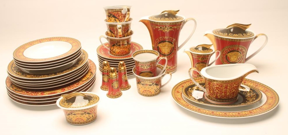 VERSACE FOR ROSENTHAL - A porcelain part dinner and breakfast service printed with the "Medusa" Image