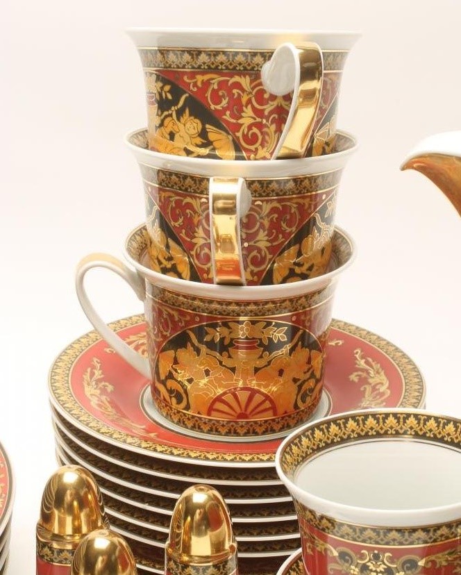 VERSACE FOR ROSENTHAL - A porcelain part dinner and breakfast service printed with the "Medusa" Image